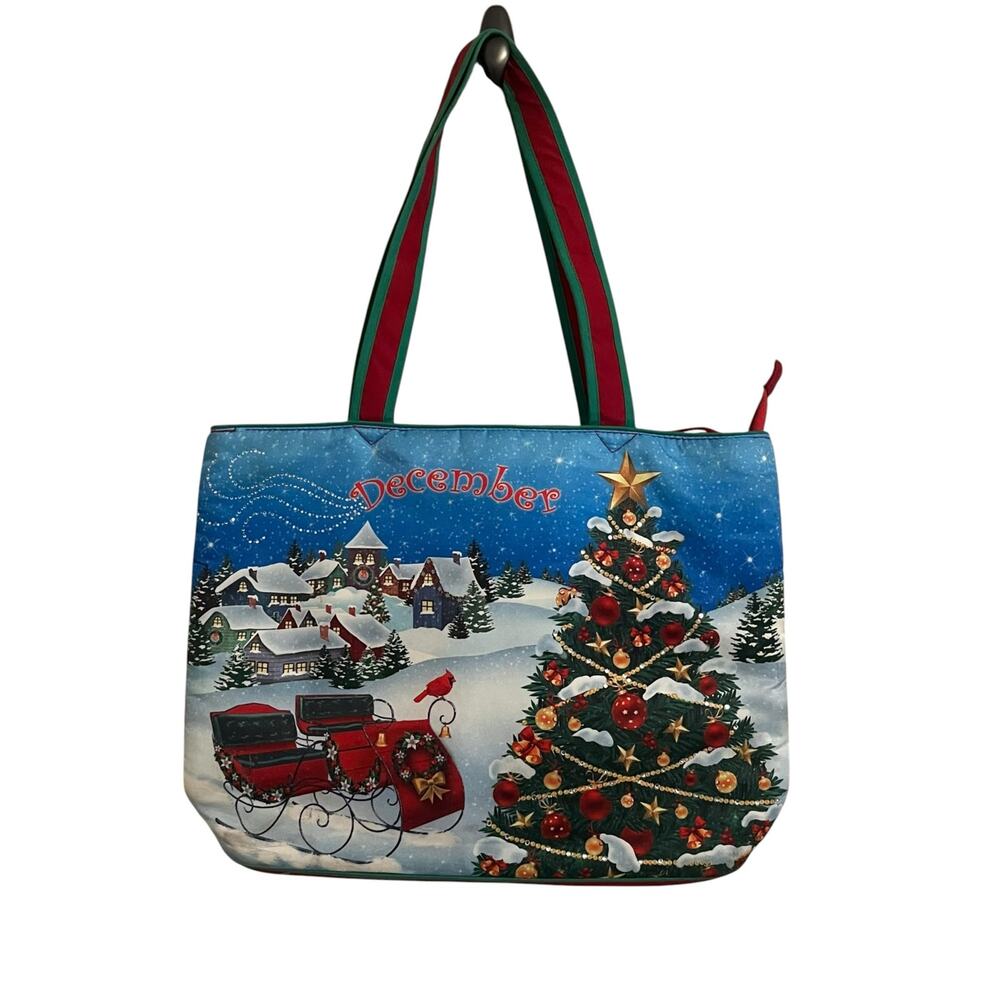 Quilted Fabric December Christmas Embellished Handbag Purse